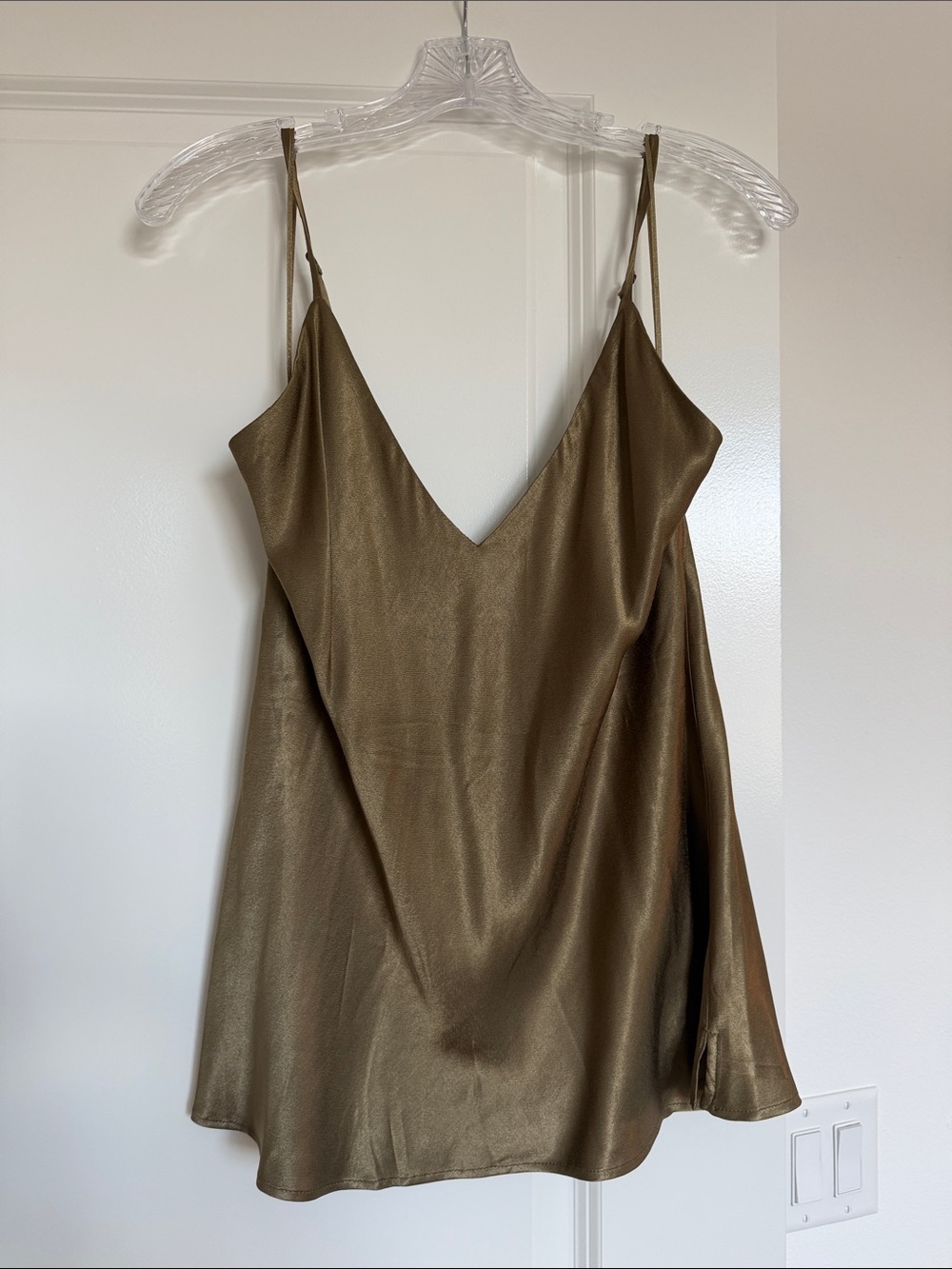 Socialite Olive Satin V-Neck Cami